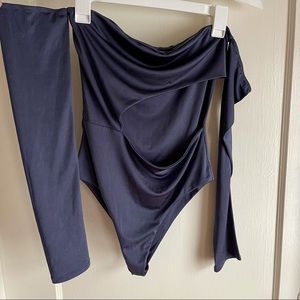 Windsor cut out long sleeve blue bodysuit